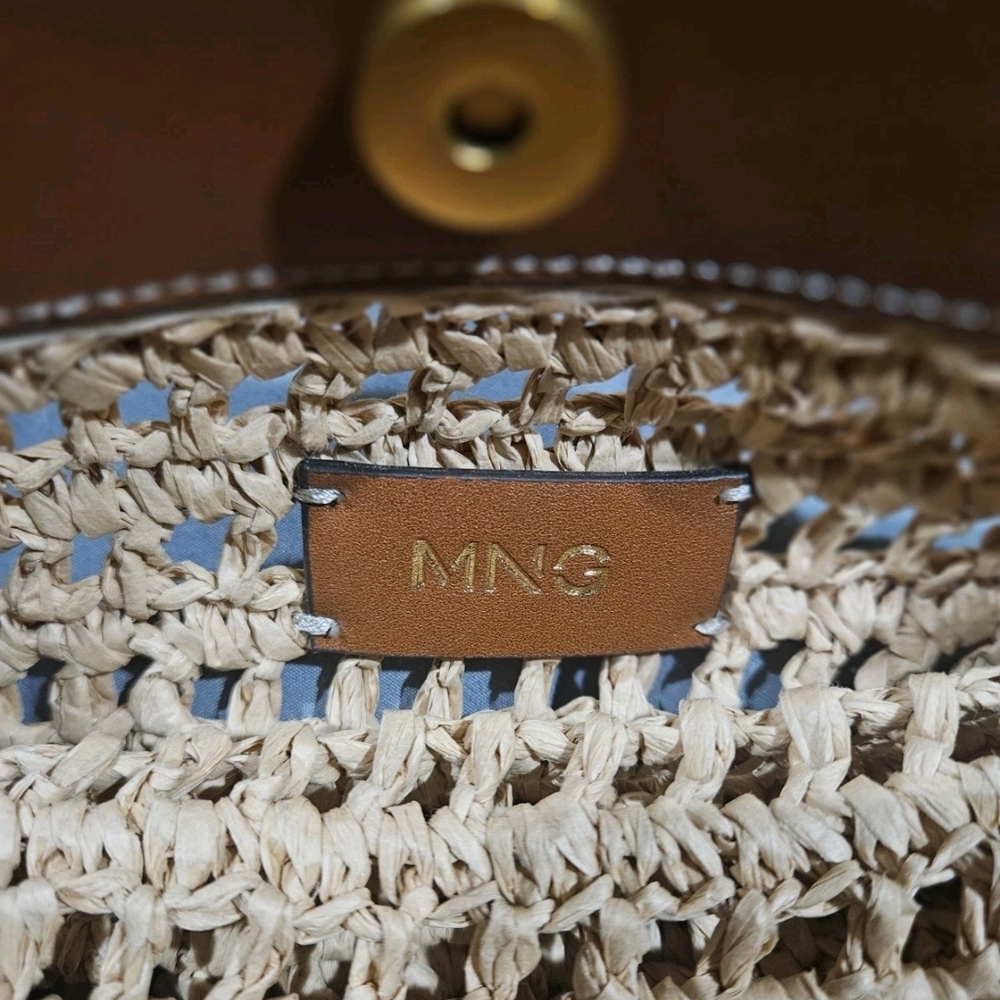 Mango Raffia-effect shoulder bag Beige - Picture 6 of 9